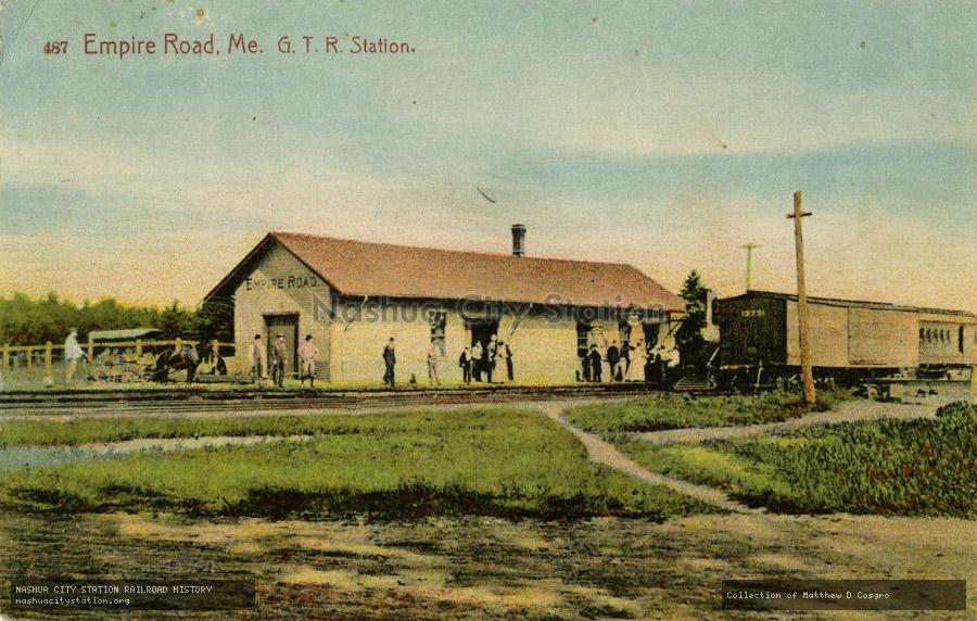 Postcard: Empire Road, Maine, Grand Trunk Railway Station
